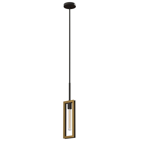 Ambiate Rettan Pendant Fixture, Black w/Gold Tone Frame Design, Height Adjustable, E26, 40W Max, Dimmable AL10018P1 - main